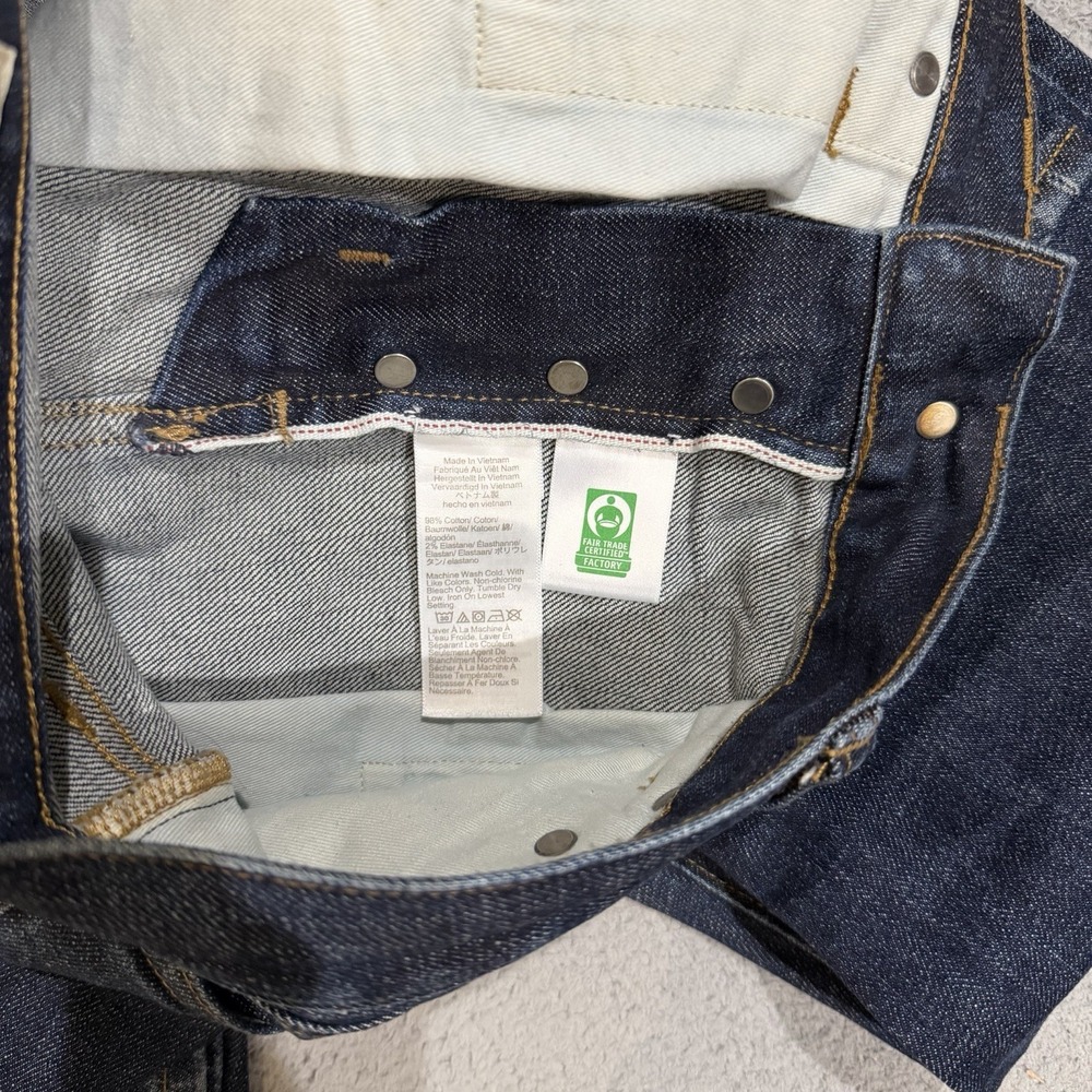 *READ* J Crew 484 35x34 Slim Fit Japanese Redline Selvedge Button Fly Jeans Dark - Picture 10 of 12